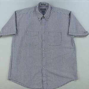 Van Heusen Seersucker Shirt Mens Large Multicolor Plaid Short Sleeve Button Down